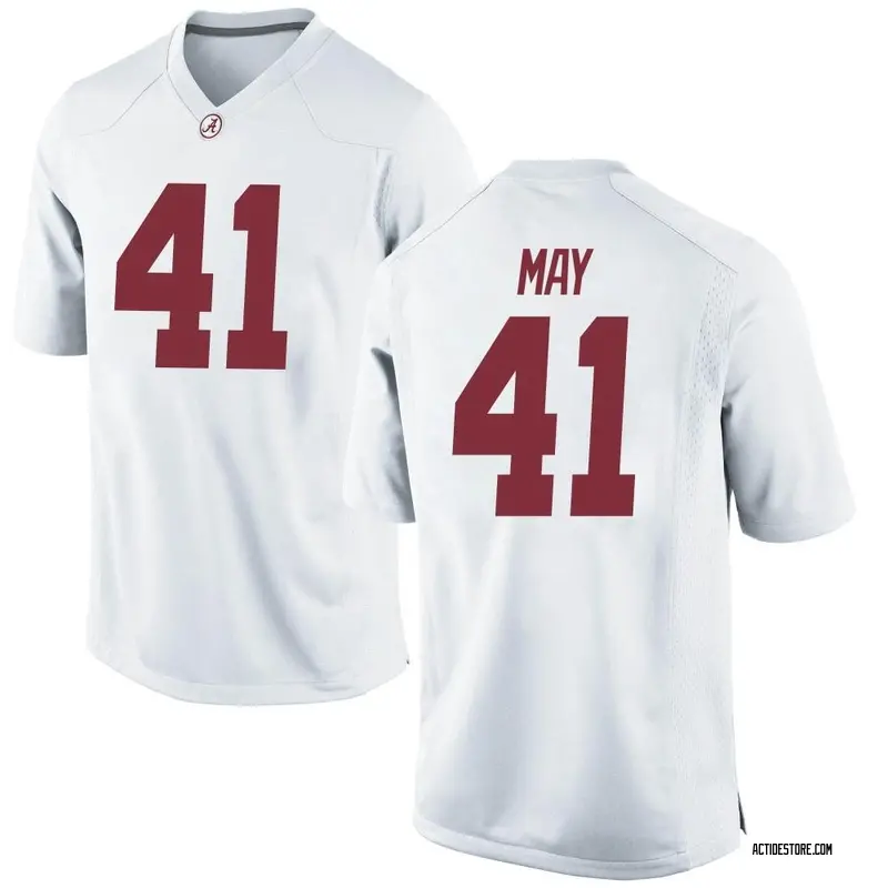 Replica Men's Jack May Alabama Crimson Tide White Football College Jersey